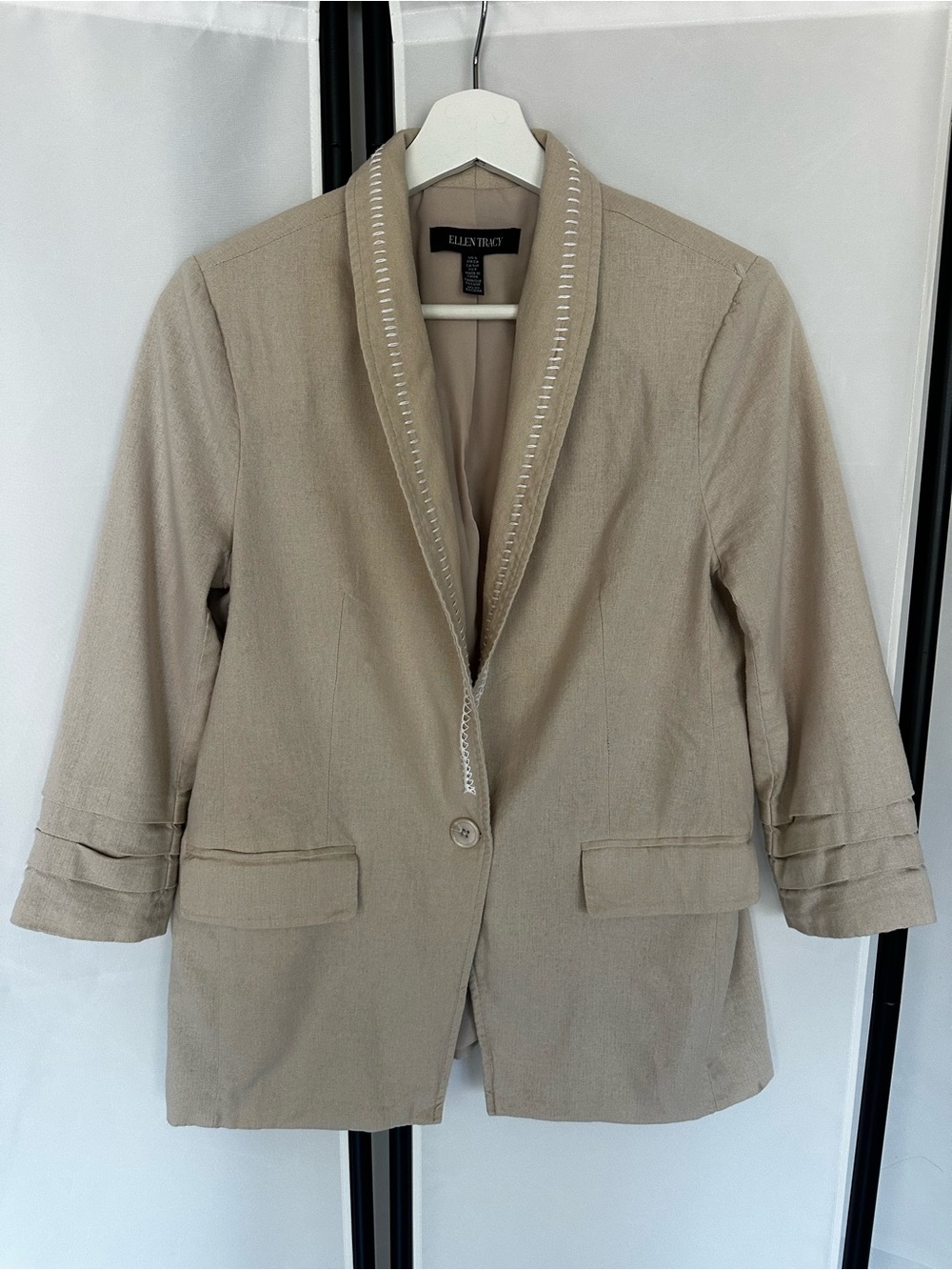 Ellen Tracy Taupe Shawl Collar Blazer